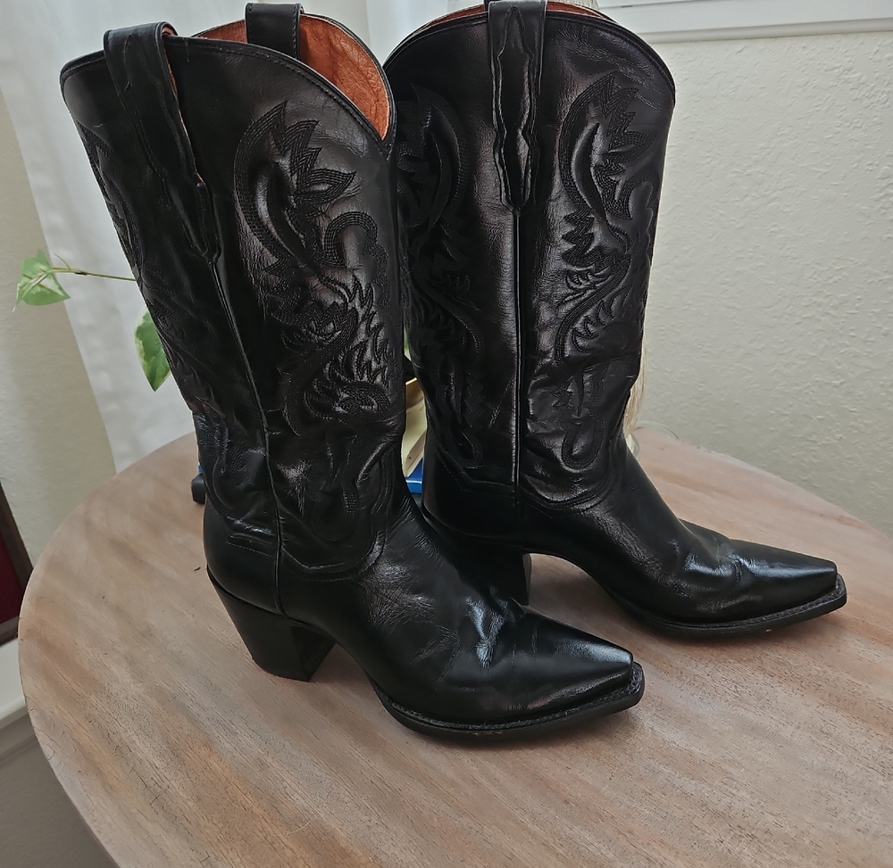 Dan Post MARIA  Black Leather Heeled Boots